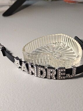 ANDREJ Basketball Player Black Crystal Letter Name Bracelet